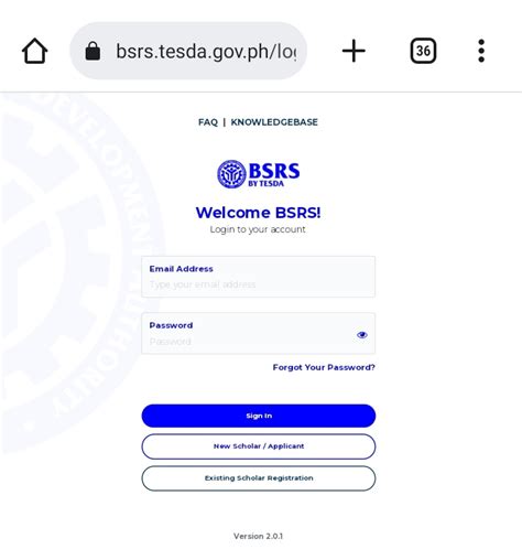 bsrs log in|TESDA encourages scholars to register to BSRS.